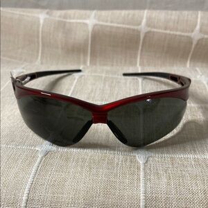 Nemesis Safety Sunglasses Smoke Red‎ Frame Gray Lens Protective Eyewear Impact